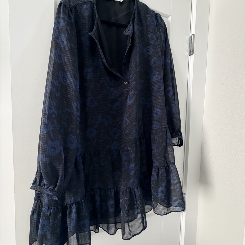 Zara Black Navy Printed Mini Dress